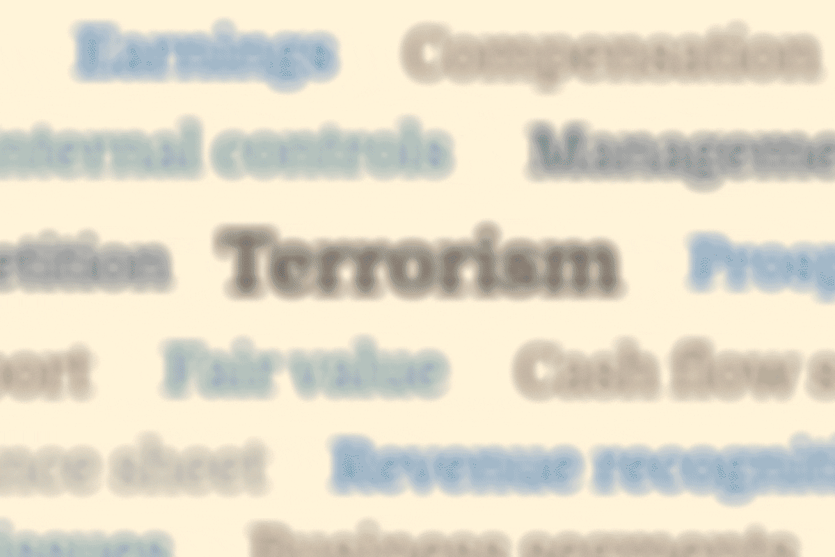 illustration showing magnifying glass over the word terrorism