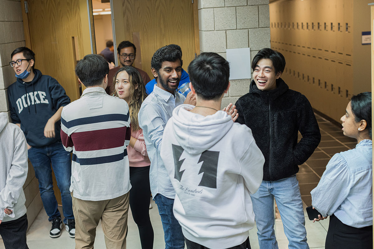 Students Reconnecting Between Classes