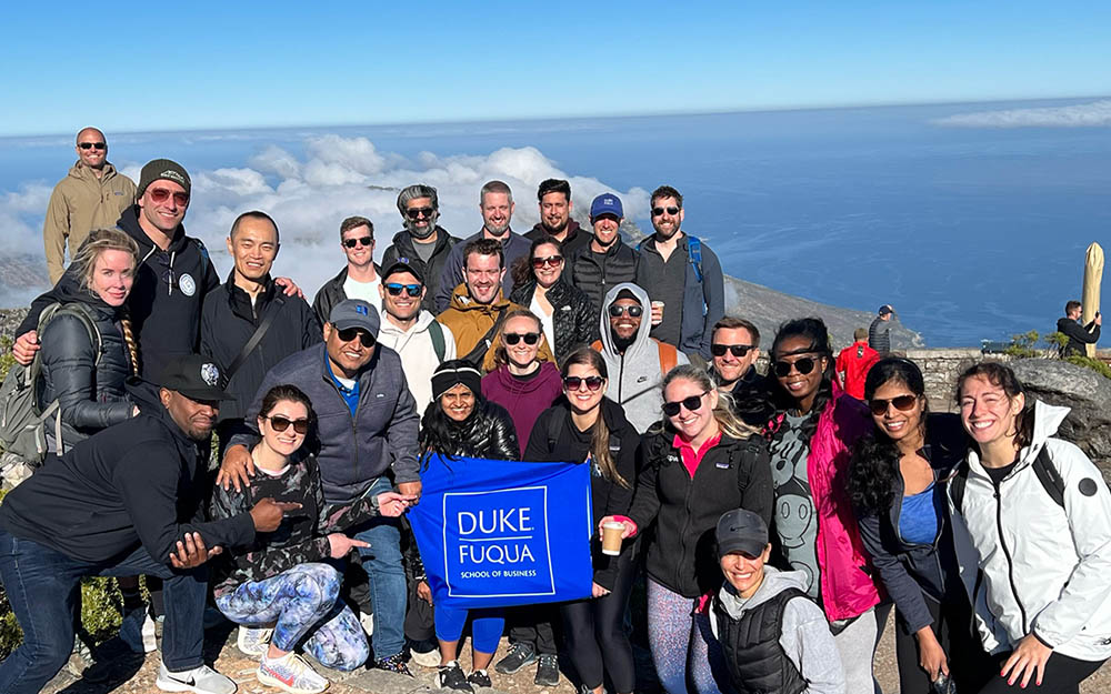 Fuqua students atop Table mountain in South Africa.